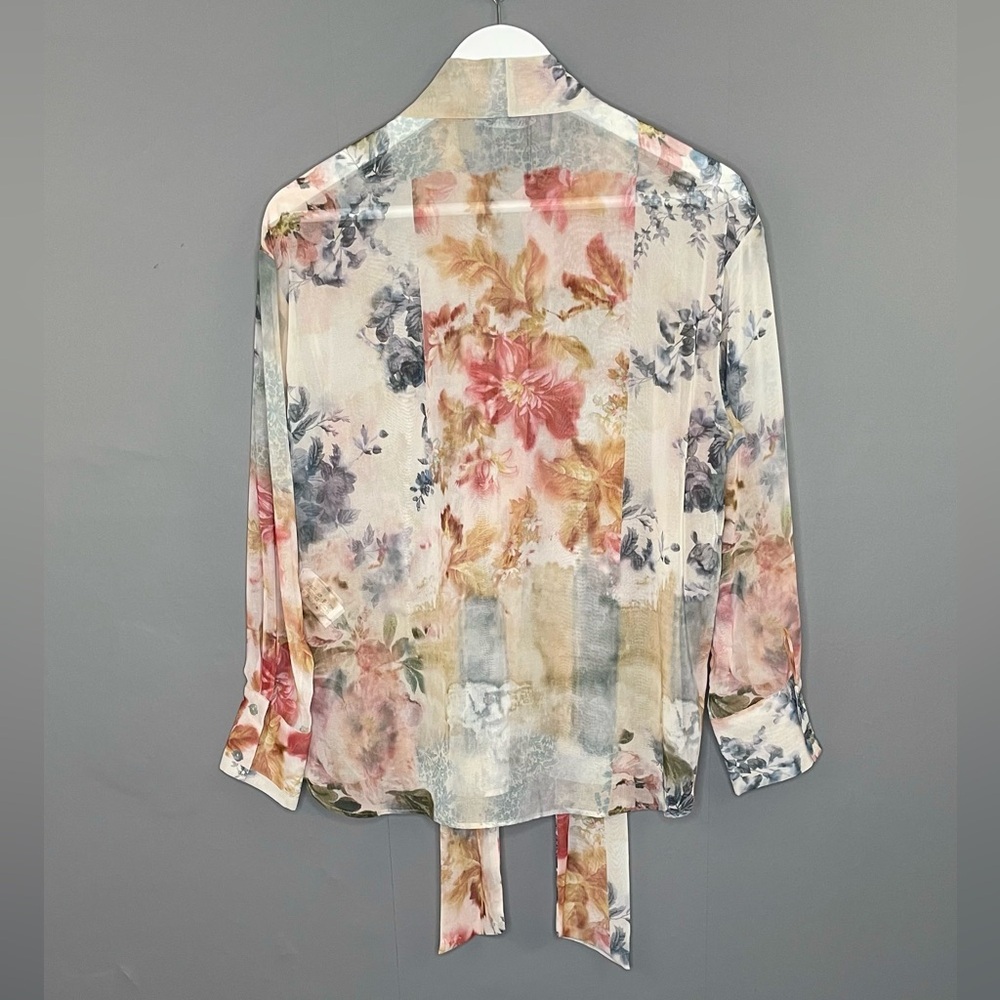 Zara Women's Floral Print Shirt with Tie NWT - Picture 3 of 16